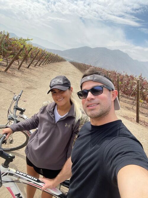 biking through the vineyards at Hotel Viñas Queirolo