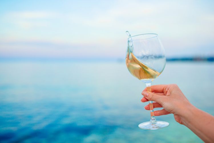 White wine by the beach on Hawaii's big island