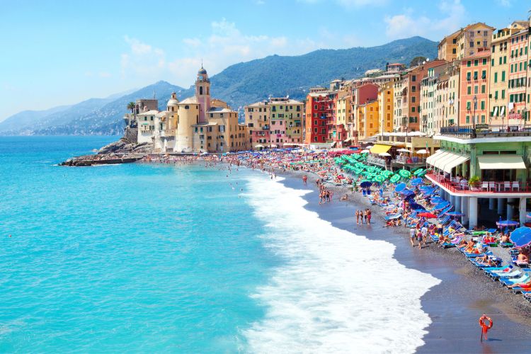 Camogli town in Italy seafront view
