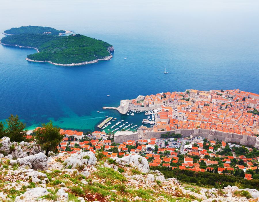 Aerial view of Lokrum, Croatia