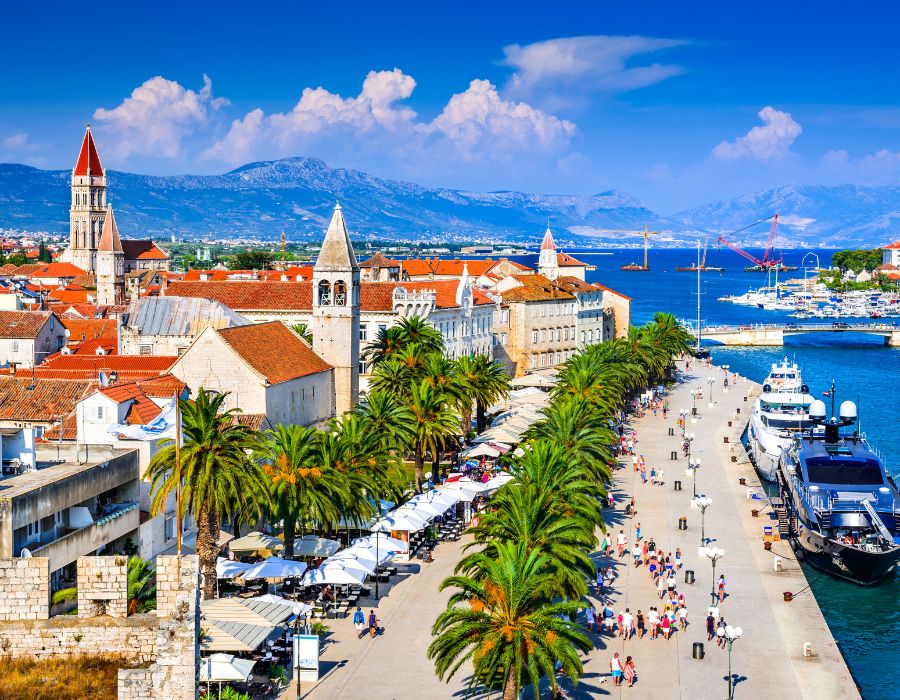 Aerial view with Yachts in Split, Croatia